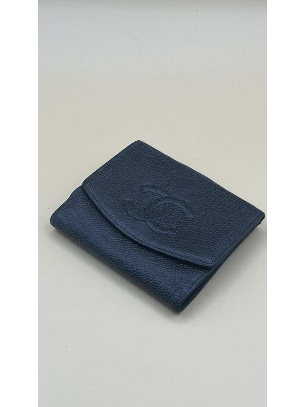 Chanel Timeless CC Compact Wallet Black Caviar Leather Bifold Snap Tab Made in F